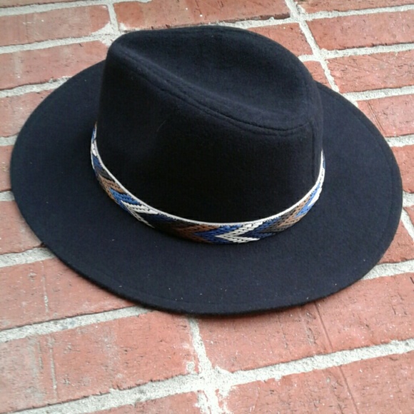 Rampage Black Felt/Chevron Hatband Fedora Hat - Picture 4 of 7